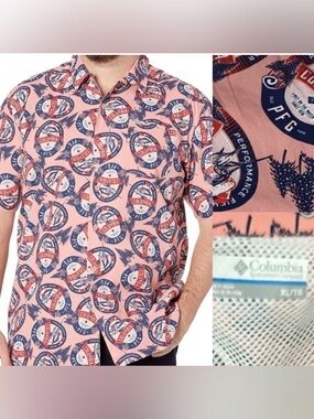 Columbia Men's Trollers Best  Shirt Sorbet Holiday Spirits Size X-Large